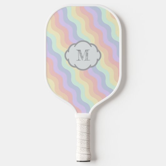 Pastel Rainbow Waves Pickleball Schläger (Vorderseite)
