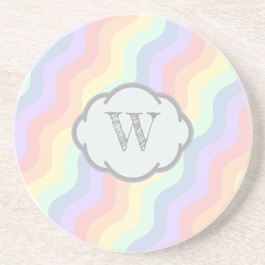 Pastel Rainbow Waves Sandstone Untersetzer (Vorne)
