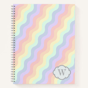 Pastel Rainbow Waves SpiralNotebook Notizblock