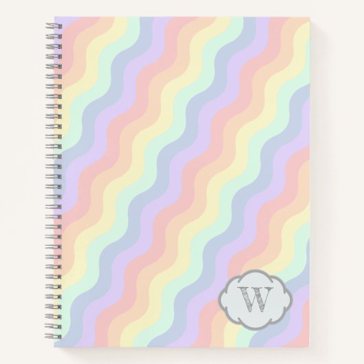 Pastel Rainbow Waves SpiralNotebook Notizblock (Vorderseite)