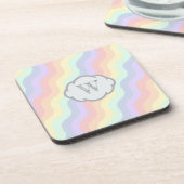 Pastel Rainbow Waves Square Untersetzer (Linke Seite)