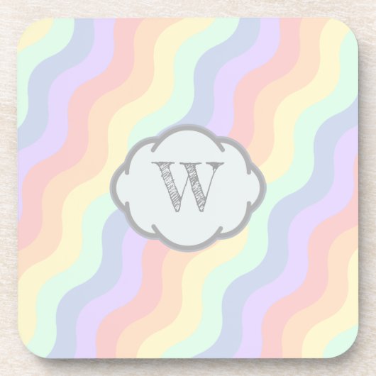 Pastel Rainbow Waves Square Untersetzer (Vorderseite)