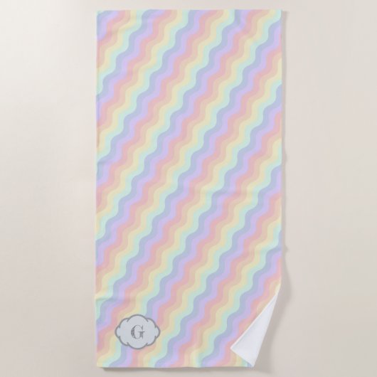 Pastel Rainbow Waves Strandtuch (Vorderseite)