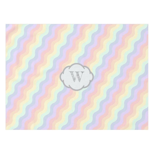 Pastel Rainbow Waves Tablecloth Tischdecke (Vorderseite (Horizontal))