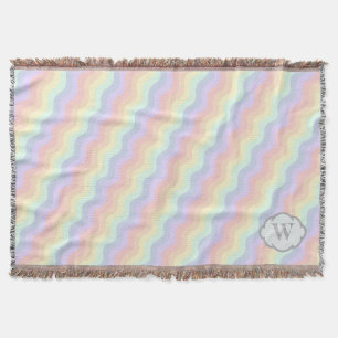 Pastel Rainbow Waves Throw Blanket Decke