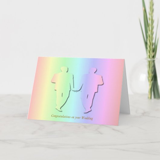 Pastel Rainbow Wedding Card for Gay Men Karte (Vorderseite)