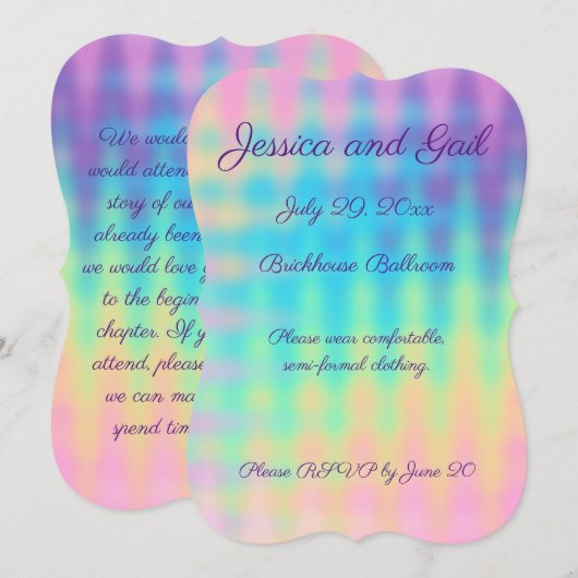 Pastel Rainbow Wedding Einladung (Vorne/Hinten)