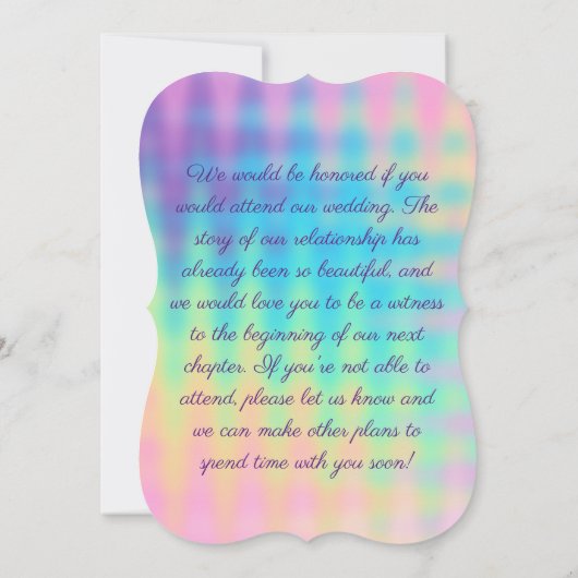 Pastel Rainbow Wedding Einladung (Rückseite)