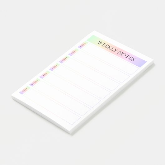 Pastel Rainbow Weekekful Notes Post-it Klebezettel (angewinkelt)