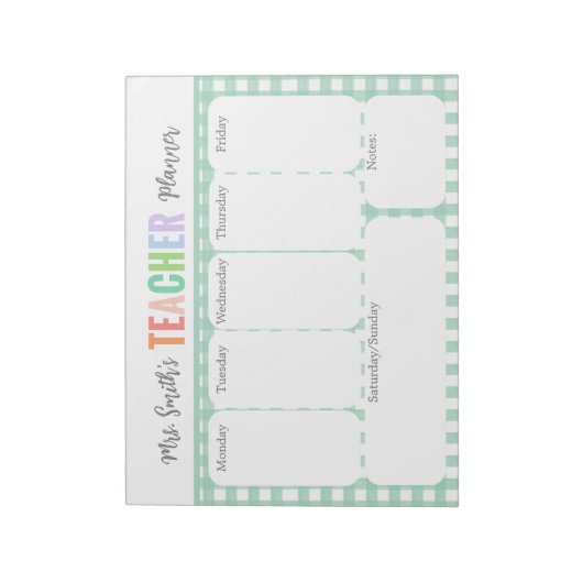 Pastel Rainbow Weekly Teacher Planner Notizblock (Rotiert)