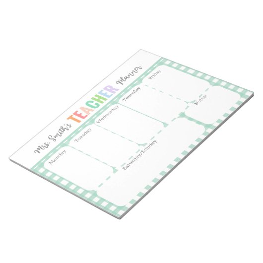 Pastel Rainbow Weekly Teacher Planner Notizblock (angewinkelt)