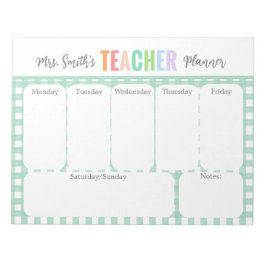 Pastel Rainbow Weekly Teacher Planner Notizblock