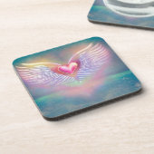 Pastel Rainbow Winged Heart Getränkeuntersetzer (Linke Seite)