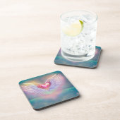 Pastel Rainbow Winged Heart Getränkeuntersetzer (Rechte Seite)