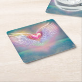 Pastel Rainbow Winged Heart Rechteckiger Pappuntersetzer (angewinkelt)