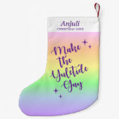 Pastel Rainbow Yuletide Pride Personalisiert Kleiner Weihnachtsstrumpf (Rückseite)
