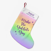 Pastel Rainbow Yuletide Pride Personalisiert Kleiner Weihnachtsstrumpf (Vorderansicht (hängend))