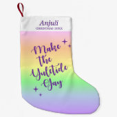 Pastel Rainbow Yuletide Pride Personalisiert Kleiner Weihnachtsstrumpf (Vorderseite)