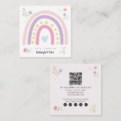 Pastel Rainbows Girly Wildblumen Babysitter Quadratische Visitenkarte (Vorne/Hinten)