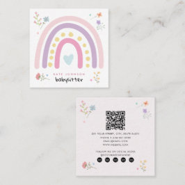Pastel Rainbows Girly Wildblumen Babysitter Quadratische Visitenkarte