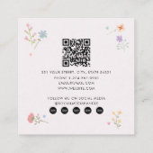 Pastel Rainbows Girly Wildblumen Babysitter Quadratische Visitenkarte (Rückseite)