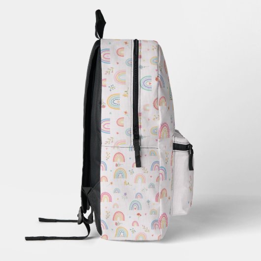 Pastel Rainbows Girly Wildblumen & Hearts School Bedruckter Rucksack (Links)