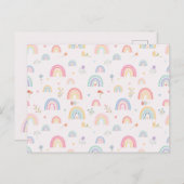 Pastel Rainbows Girly Wildblumen & Herz Feiertagspostkarte (Vorne/Hinten)