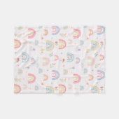 Pastel Rainbows Girly Wildblumen & Herz Fleecedecke (Vorderseite (Horizontal))
