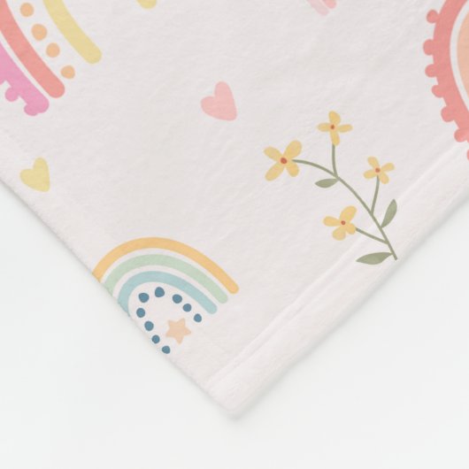 Pastel Rainbows Girly Wildblumen & Herz Fleecedecke (Ecke)