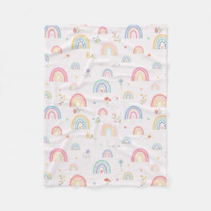 Pastel Rainbows Girly Wildblumen & Herz Fleecedecke