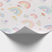 Pastel Rainbows Girly Wildblumen & Herz Geschenkpapier (Ecke)