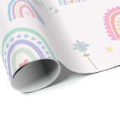 Pastel Rainbows Girly Wildblumen & Herz Geschenkpapier (Rolleneckpunkt)