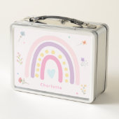 Pastel Rainbows Girly Wildblumen & Herz Metall Brotdose (Rückseite)