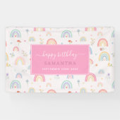 Pastel Rainbows Girly Wildblumen hören Geburtstag Banner (Horizontal)