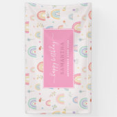 Pastel Rainbows Girly Wildblumen hören Geburtstag Banner (Vertikal)