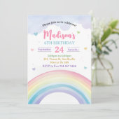 Pastel Rainbows und Herz zum Geburtstag Einladung (Stehend Vorderseite)