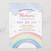 Pastel Rainbows und Herz zum Geburtstag Einladung (Vorne/Hinten)