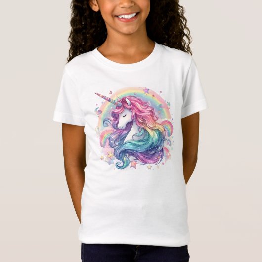 Pastel Rainbows With Unicorn T-Shirt (Vorderseite)