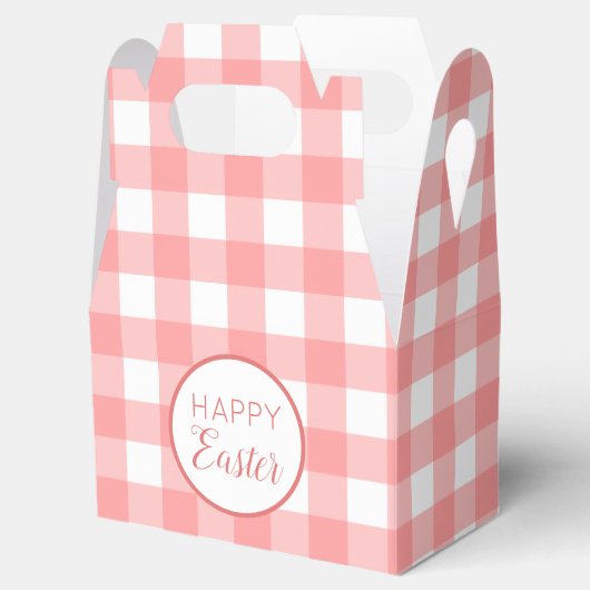 Pastel Raspberry Red Happy Oaster Kariertes Muster Geschenkschachtel (Geöffnet)