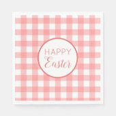 Pastel Raspberry Red Happy Oaster Kariertes Muster Serviette (Vorderseite)