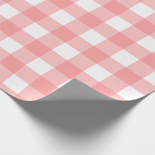 Pastel Raspberry Red Kariert Pattern Oaster Geschenkpapier (Ecke)