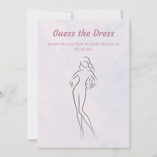 Pastel Raten Sie die Dress Brautparty Game Card Einladung (Vorderseite)