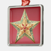PASTEL RED GREEN GOLD POINED CHRISTMAS STAR ORNAMENT AUS METALL (Links)