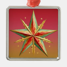 PASTEL RED GREEN GOLD POINED CHRISTMAS STAR ORNAMENT AUS METALL