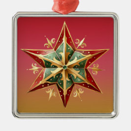 PASTEL RED GREEN GOLD POINED CHRISTMAS STAR ORNAMENT AUS METALL