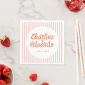 Pastel Red Hand Drawn Retro Wedding Napkins Serviette (Beispiel)