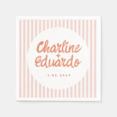 Pastel Red Hand Drawn Retro Wedding Napkins Serviette (Vorderseite)
