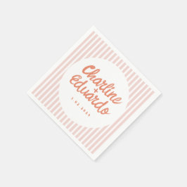 Pastel Red Handwriting Retro Wedding Napkins Serviette