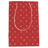 Pastel Red Minimalistic Christmas Pattern Mittlere Geschenktüte (Vorderseite)