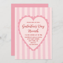 Pastel Red Pink Hand Drawn Galentine's Day Brunch Einladung